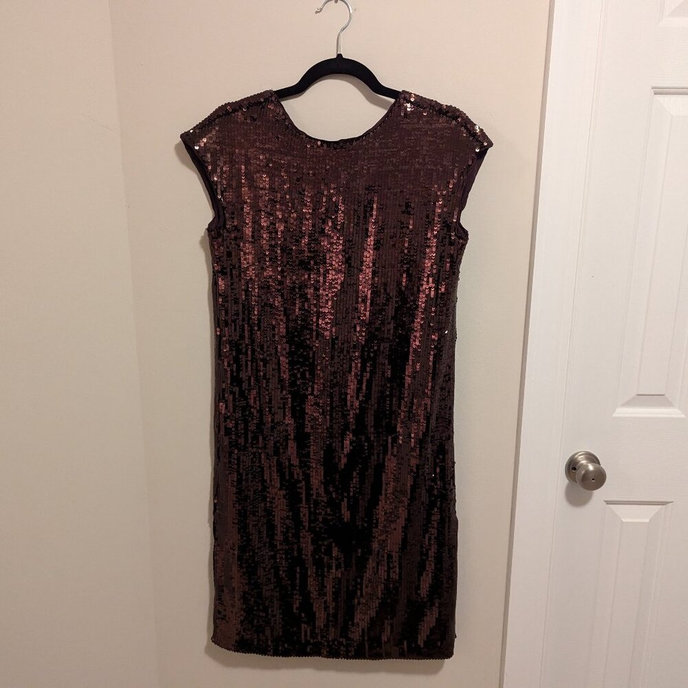 NWT Brown sequin Anthropologie cap sleeve dress - Size XS